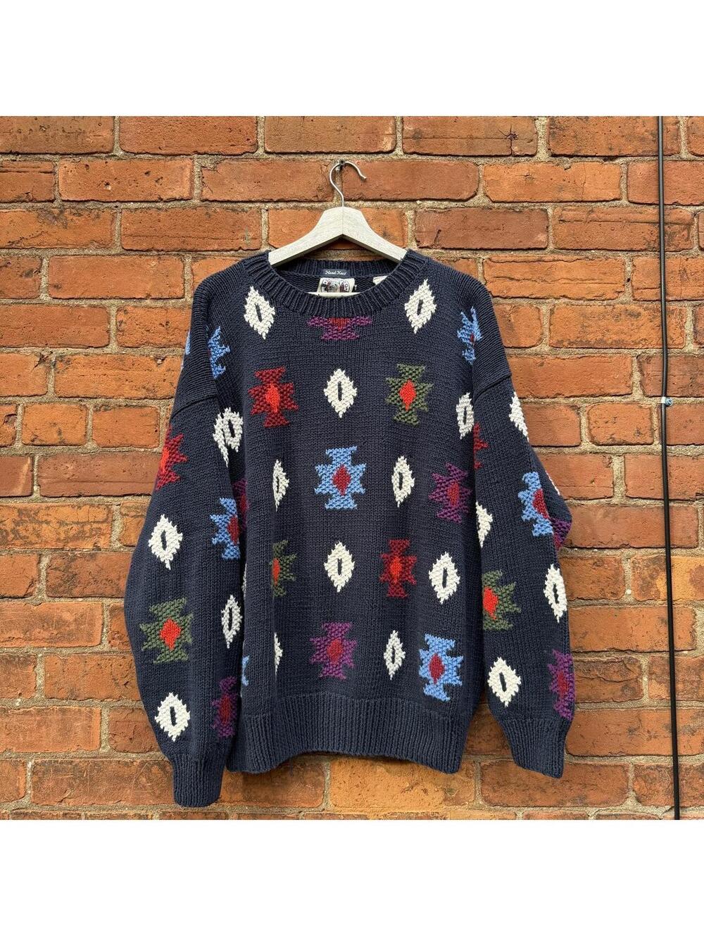 vintage salty dog gant hand knit sweater 90s L